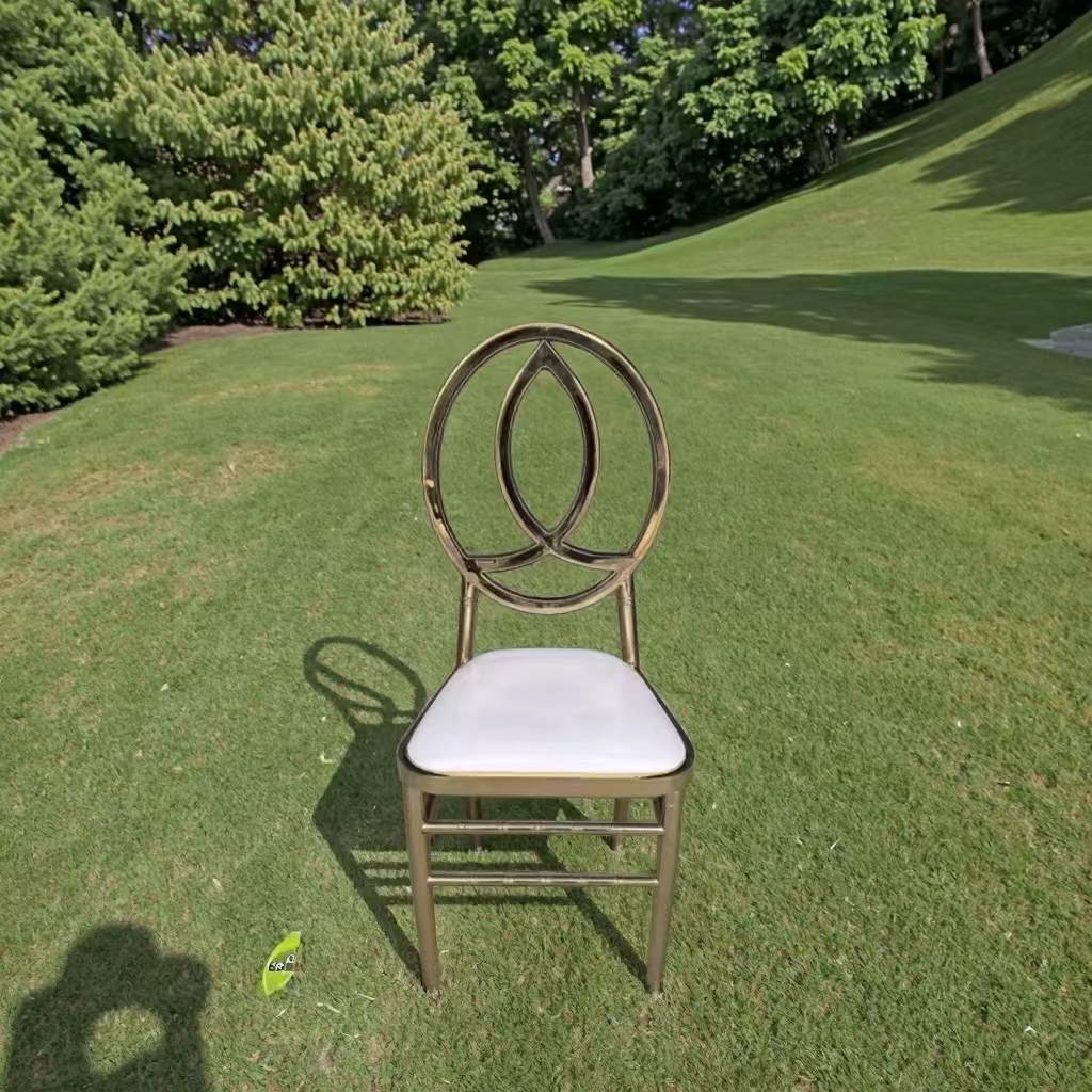 Luxury Stainless Steel Wedding Chair with Oval Backrest
