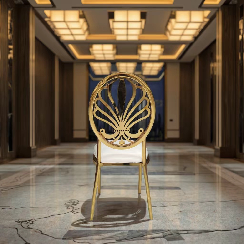 Luxury Gold Stainless Steel Chair with Arc Backrest
