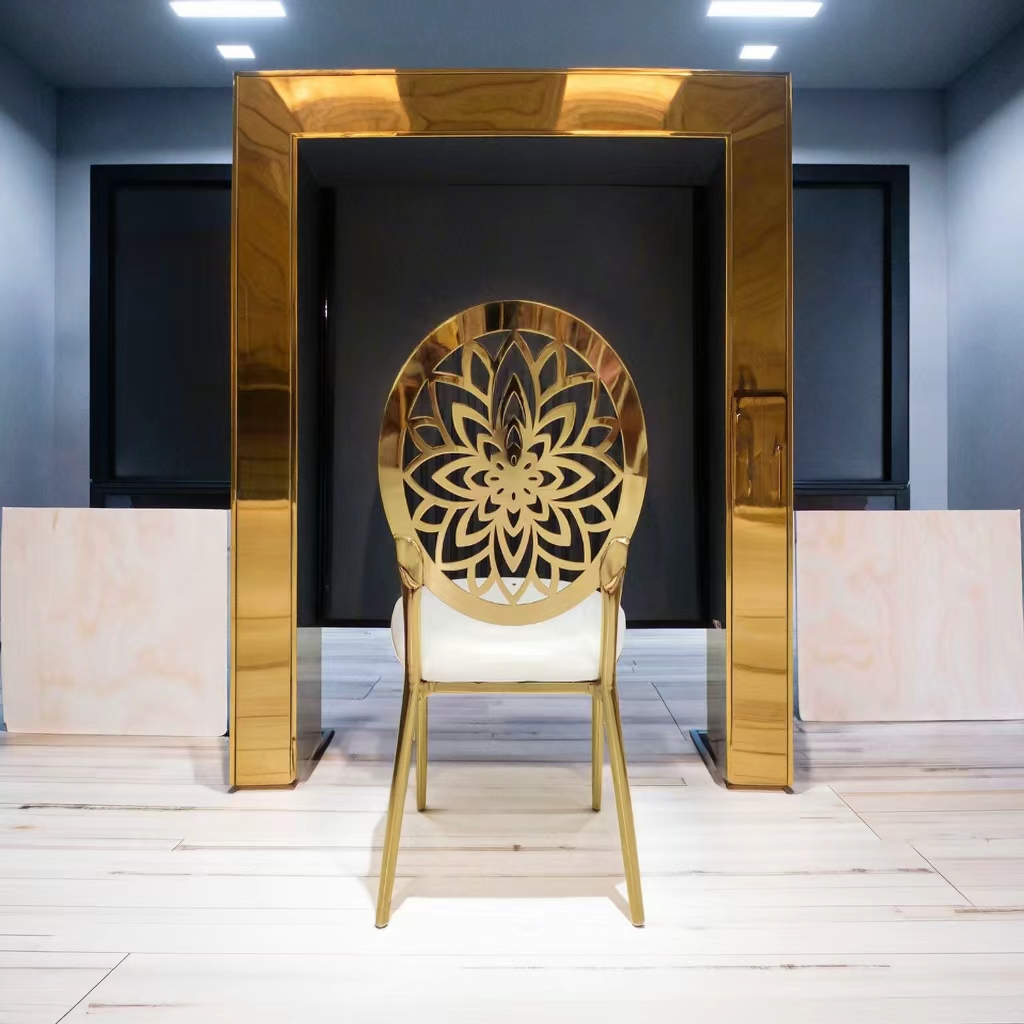 Luxury Gold Stainless Steel Chair with Tree Branch Backrest