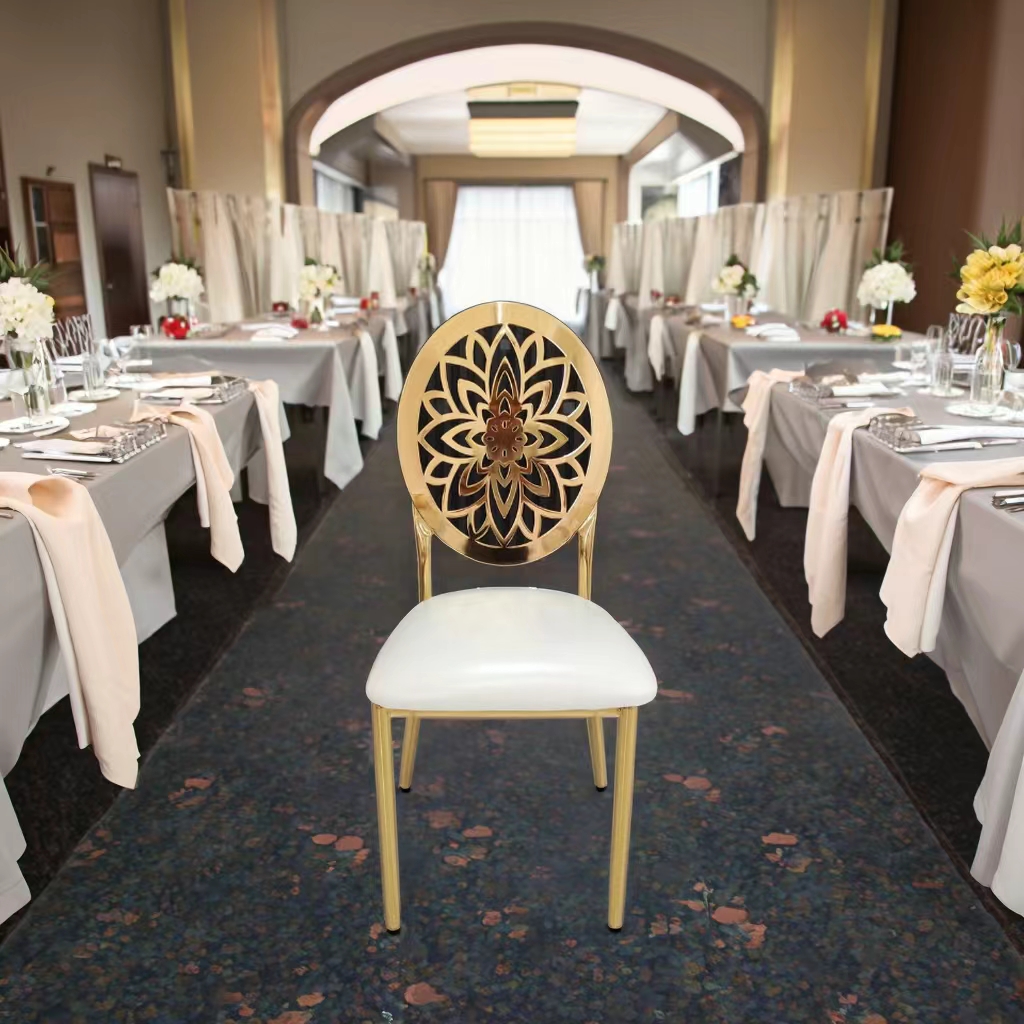 Golden Stainless Steel Chair with Branch Design Backrest